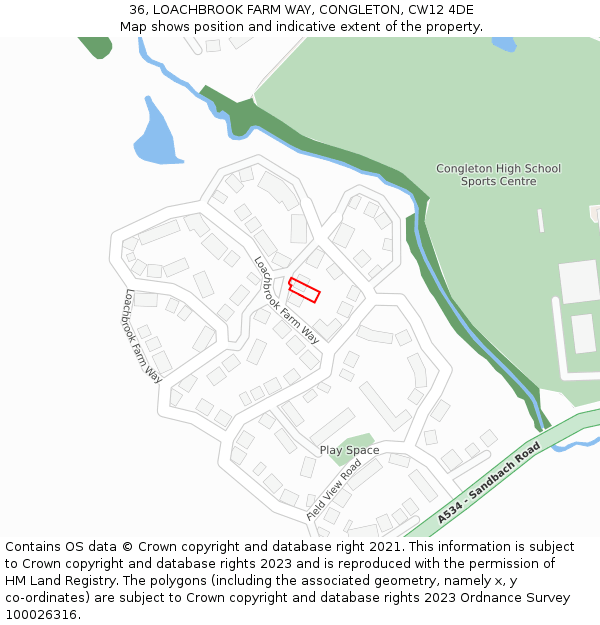 36, LOACHBROOK FARM WAY, CONGLETON, CW12 4DE: Location map and indicative extent of plot