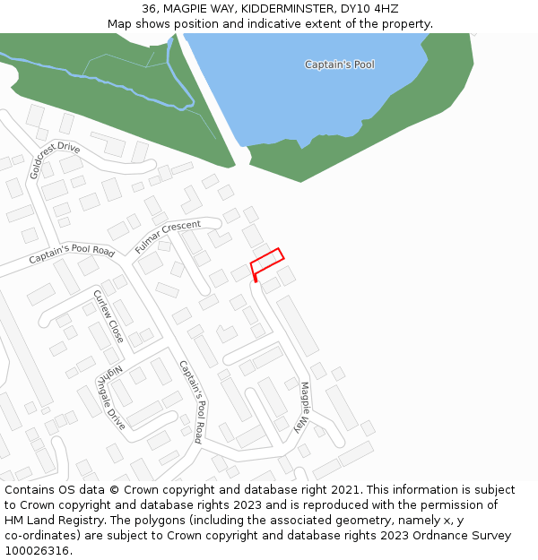 36, MAGPIE WAY, KIDDERMINSTER, DY10 4HZ: Location map and indicative extent of plot