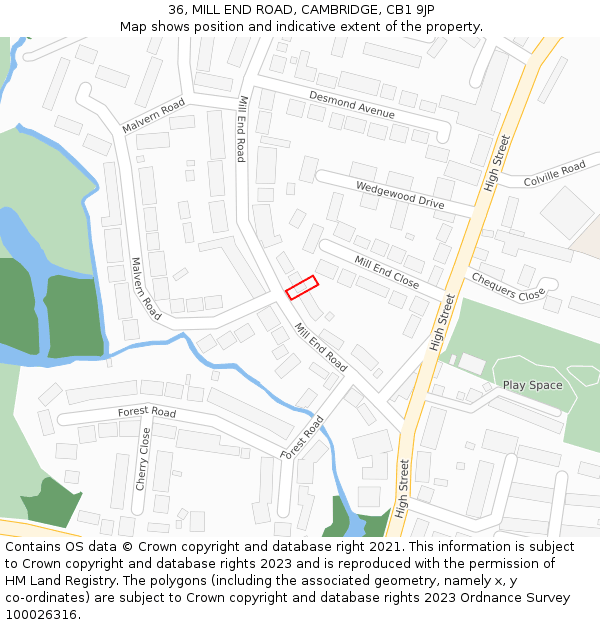 36, MILL END ROAD, CAMBRIDGE, CB1 9JP: Location map and indicative extent of plot