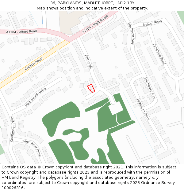 36, PARKLANDS, MABLETHORPE, LN12 1BY: Location map and indicative extent of plot