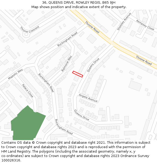 36, QUEENS DRIVE, ROWLEY REGIS, B65 9JH: Location map and indicative extent of plot