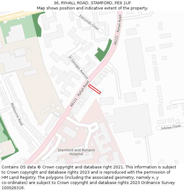 36, RYHALL ROAD, STAMFORD, PE9 1UF: Location map and indicative extent of plot
