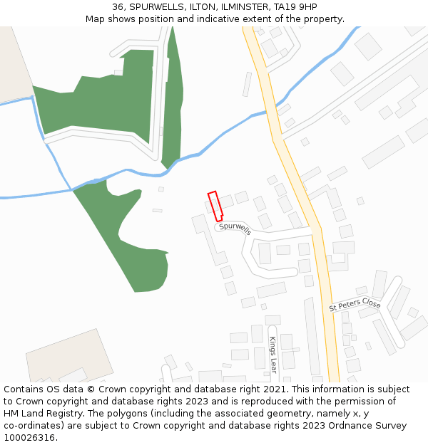 36, SPURWELLS, ILTON, ILMINSTER, TA19 9HP: Location map and indicative extent of plot
