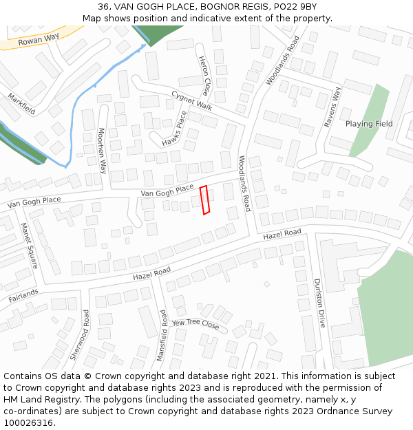 36, VAN GOGH PLACE, BOGNOR REGIS, PO22 9BY: Location map and indicative extent of plot