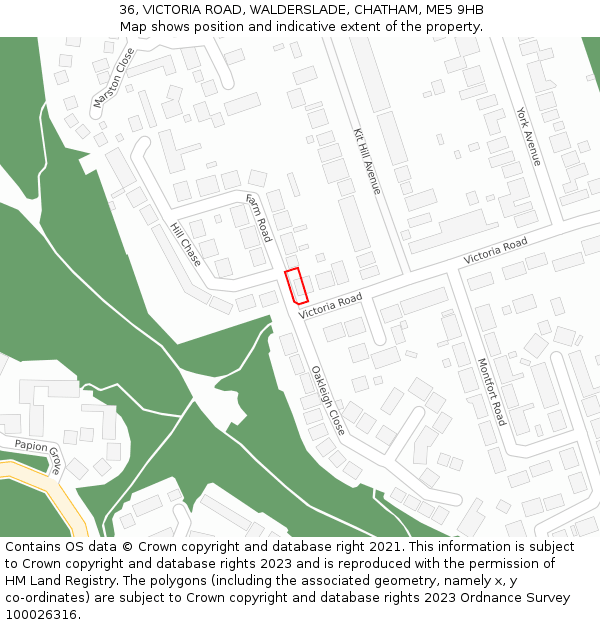 36, VICTORIA ROAD, WALDERSLADE, CHATHAM, ME5 9HB: Location map and indicative extent of plot