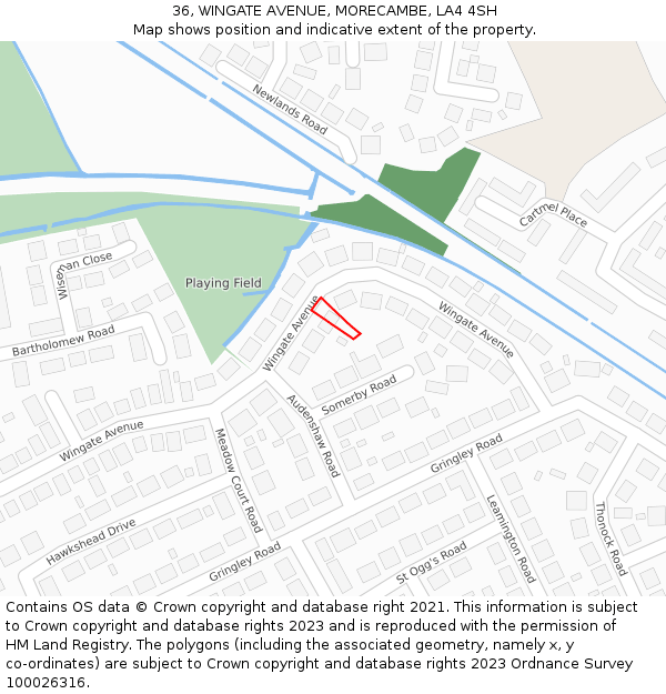 36, WINGATE AVENUE, MORECAMBE, LA4 4SH: Location map and indicative extent of plot
