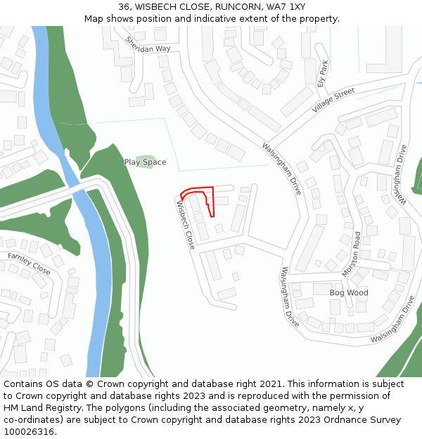 36, WISBECH CLOSE, RUNCORN, WA7 1XY: Location map and indicative extent of plot