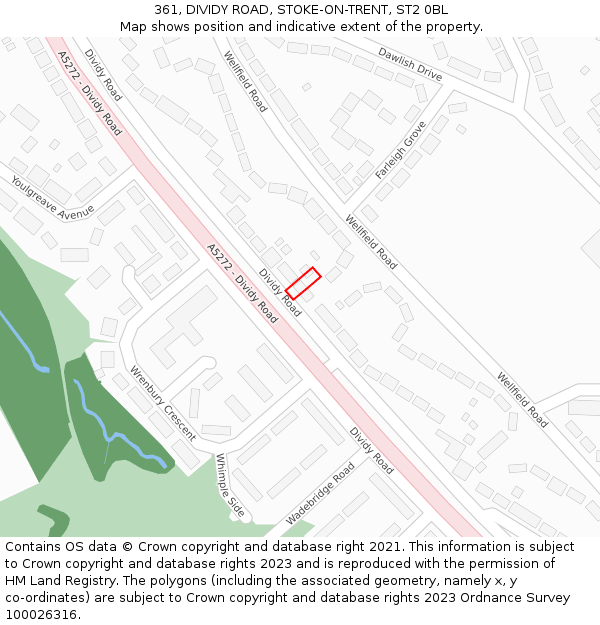 361, DIVIDY ROAD, STOKE-ON-TRENT, ST2 0BL: Location map and indicative extent of plot