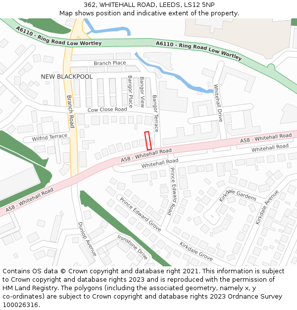 362, WHITEHALL ROAD, LEEDS, LS12 5NP: Location map and indicative extent of plot