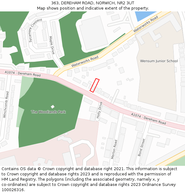 363, DEREHAM ROAD, NORWICH, NR2 3UT: Location map and indicative extent of plot