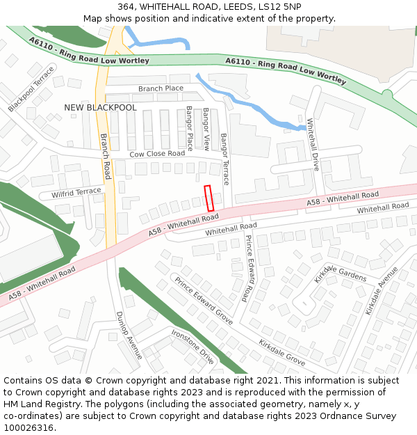 364, WHITEHALL ROAD, LEEDS, LS12 5NP: Location map and indicative extent of plot