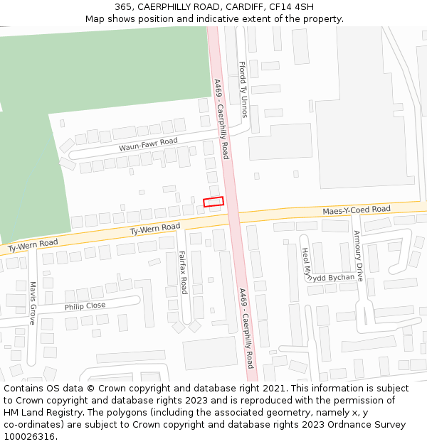 365, CAERPHILLY ROAD, CARDIFF, CF14 4SH: Location map and indicative extent of plot