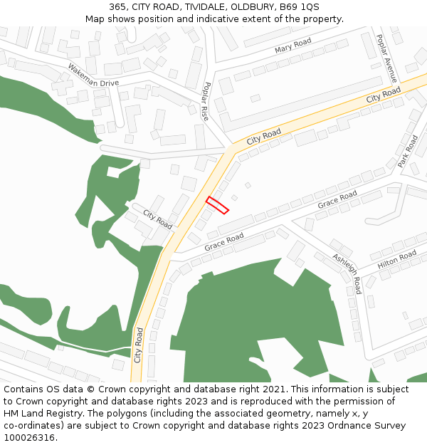 365, CITY ROAD, TIVIDALE, OLDBURY, B69 1QS: Location map and indicative extent of plot