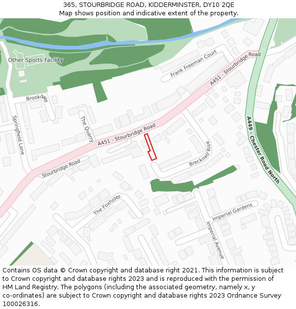 365, STOURBRIDGE ROAD, KIDDERMINSTER, DY10 2QE: Location map and indicative extent of plot