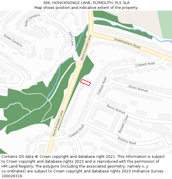 366, HONICKNOWLE LANE, PLYMOUTH, PL5 3LA: Location map and indicative extent of plot