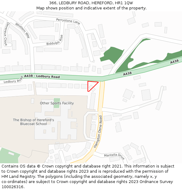 366, LEDBURY ROAD, HEREFORD, HR1 1QW: Location map and indicative extent of plot