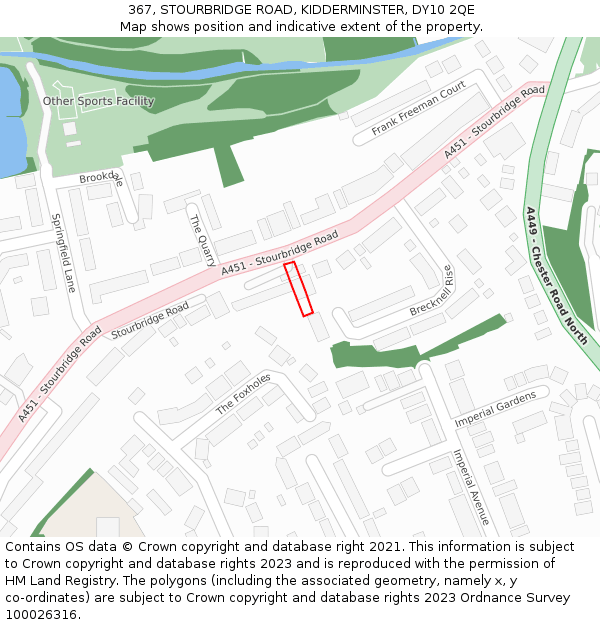367, STOURBRIDGE ROAD, KIDDERMINSTER, DY10 2QE: Location map and indicative extent of plot