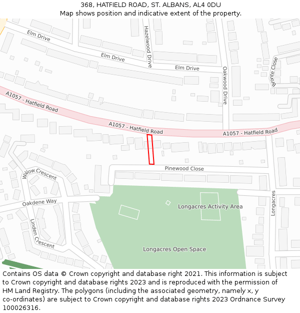 368, HATFIELD ROAD, ST. ALBANS, AL4 0DU: Location map and indicative extent of plot