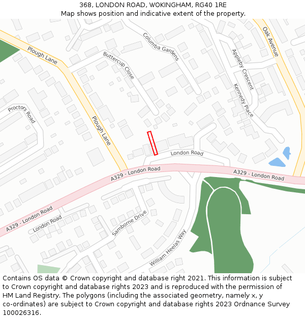 368, LONDON ROAD, WOKINGHAM, RG40 1RE: Location map and indicative extent of plot