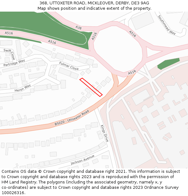 368, UTTOXETER ROAD, MICKLEOVER, DERBY, DE3 9AG: Location map and indicative extent of plot