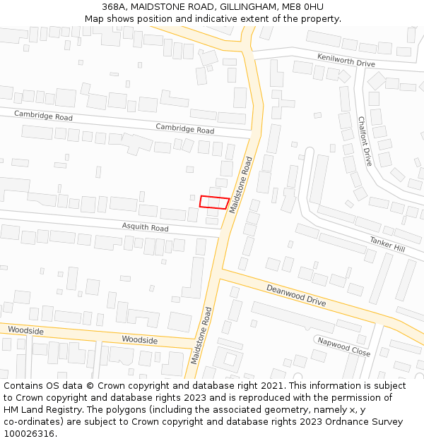 368A, MAIDSTONE ROAD, GILLINGHAM, ME8 0HU: Location map and indicative extent of plot