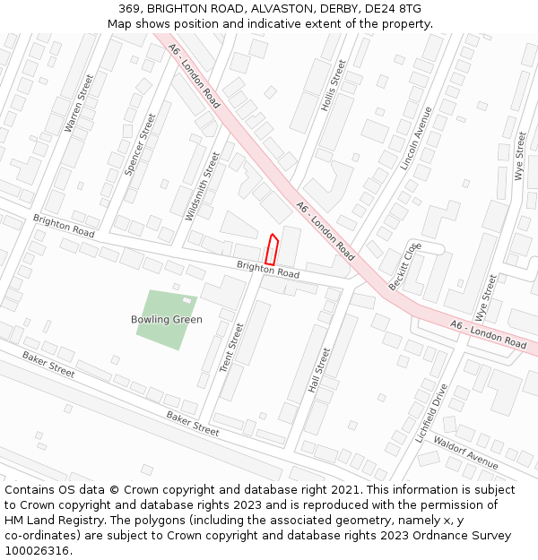 369, BRIGHTON ROAD, ALVASTON, DERBY, DE24 8TG: Location map and indicative extent of plot