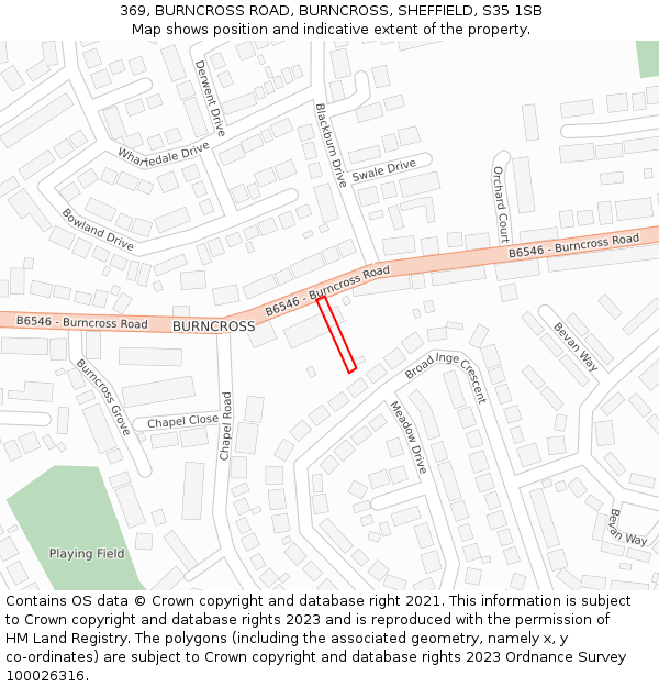 369, BURNCROSS ROAD, BURNCROSS, SHEFFIELD, S35 1SB: Location map and indicative extent of plot