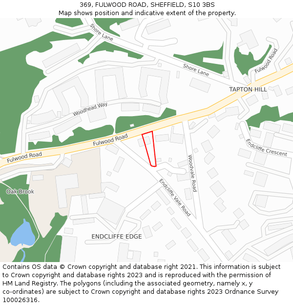 369, FULWOOD ROAD, SHEFFIELD, S10 3BS: Location map and indicative extent of plot