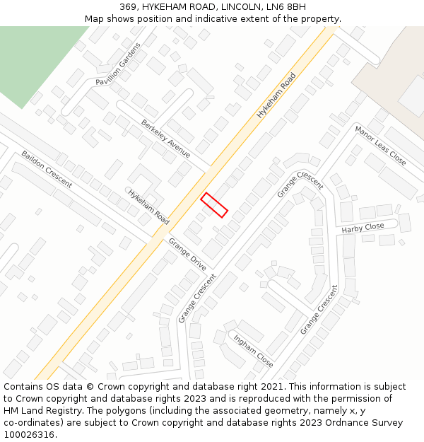 369, HYKEHAM ROAD, LINCOLN, LN6 8BH: Location map and indicative extent of plot
