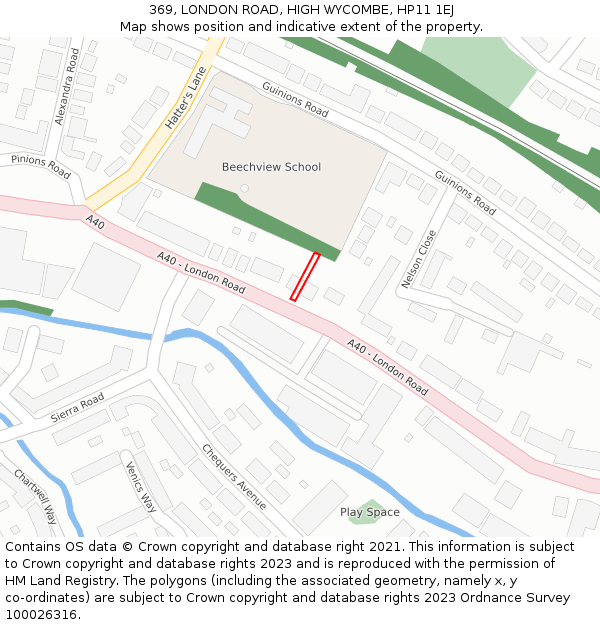369, LONDON ROAD, HIGH WYCOMBE, HP11 1EJ: Location map and indicative extent of plot
