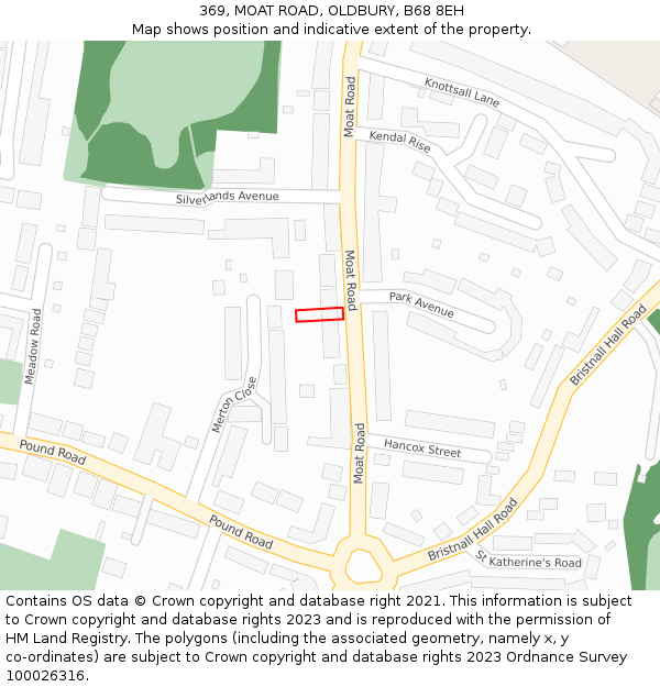 369, MOAT ROAD, OLDBURY, B68 8EH: Location map and indicative extent of plot