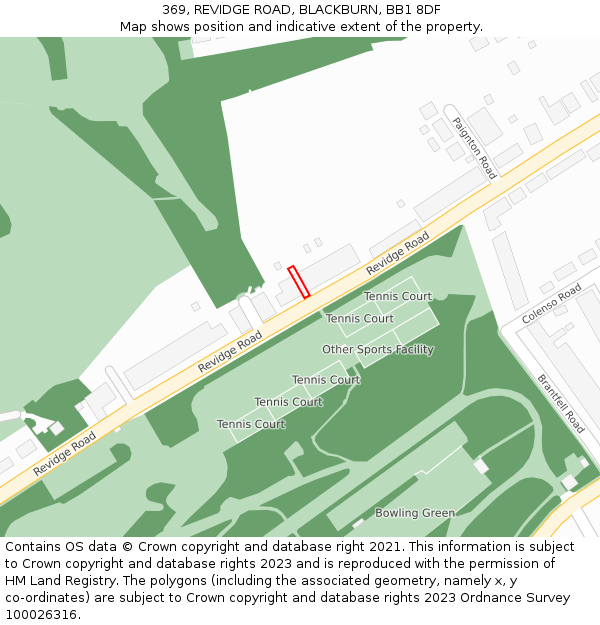 369, REVIDGE ROAD, BLACKBURN, BB1 8DF: Location map and indicative extent of plot