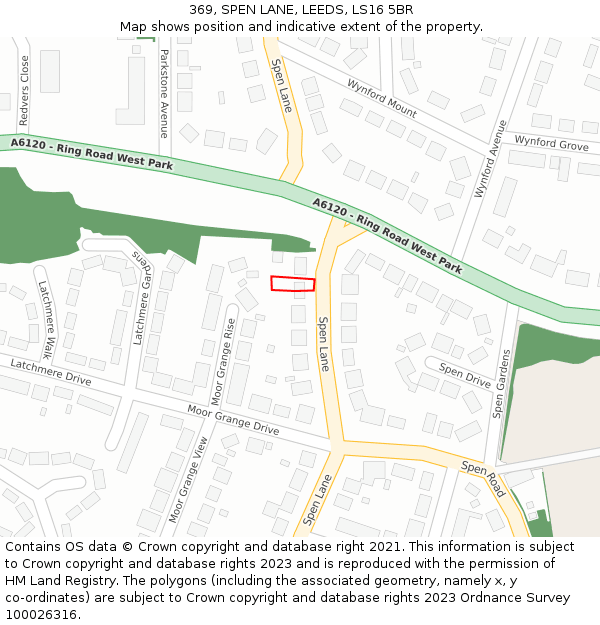 369, SPEN LANE, LEEDS, LS16 5BR: Location map and indicative extent of plot