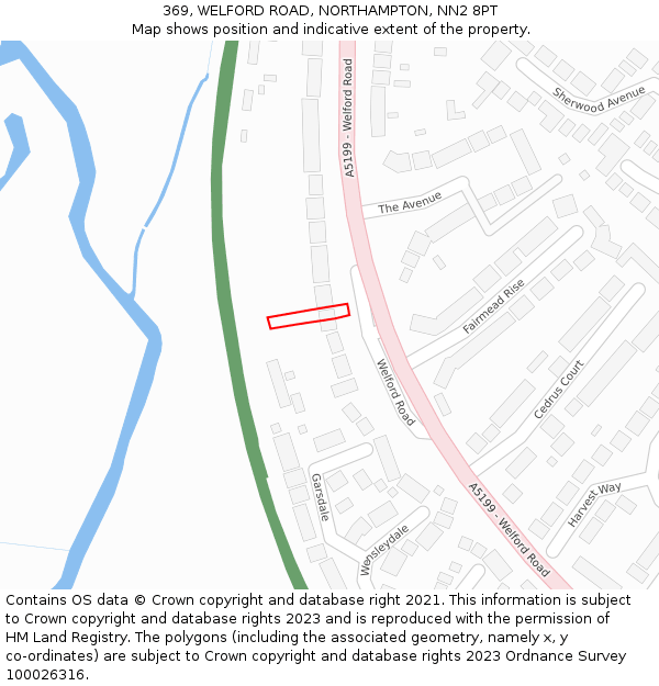 369, WELFORD ROAD, NORTHAMPTON, NN2 8PT: Location map and indicative extent of plot