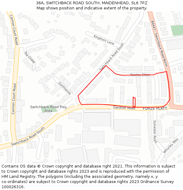 36A, SWITCHBACK ROAD SOUTH, MAIDENHEAD, SL6 7PZ: Location map and indicative extent of plot