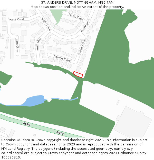 37, ANDERS DRIVE, NOTTINGHAM, NG6 7AN: Location map and indicative extent of plot