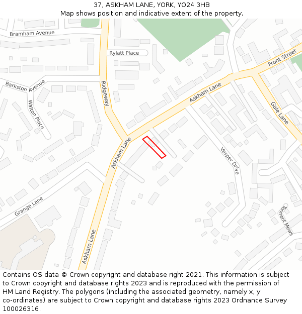 37, ASKHAM LANE, YORK, YO24 3HB: Location map and indicative extent of plot