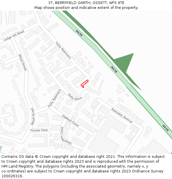 37, BERRYFIELD GARTH, OSSETT, WF5 9TE: Location map and indicative extent of plot