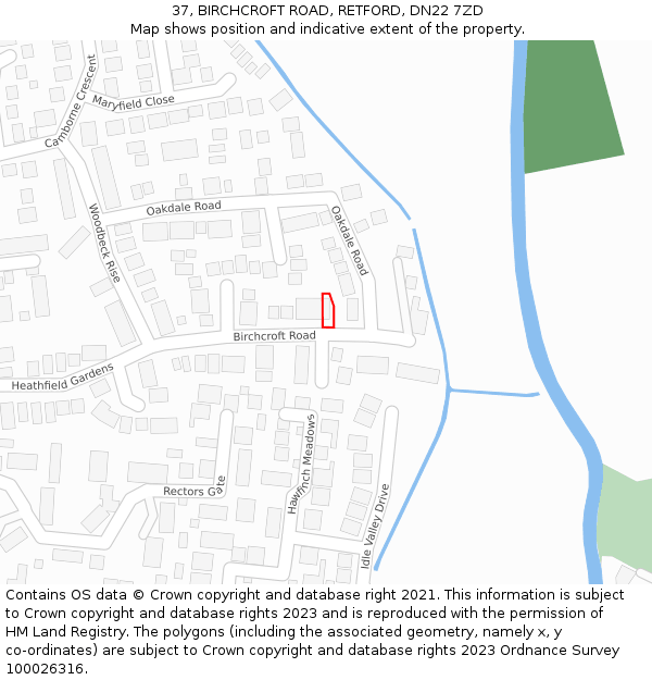 37, BIRCHCROFT ROAD, RETFORD, DN22 7ZD: Location map and indicative extent of plot