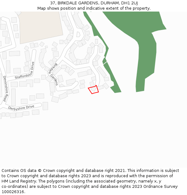 37, BIRKDALE GARDENS, DURHAM, DH1 2UJ: Location map and indicative extent of plot