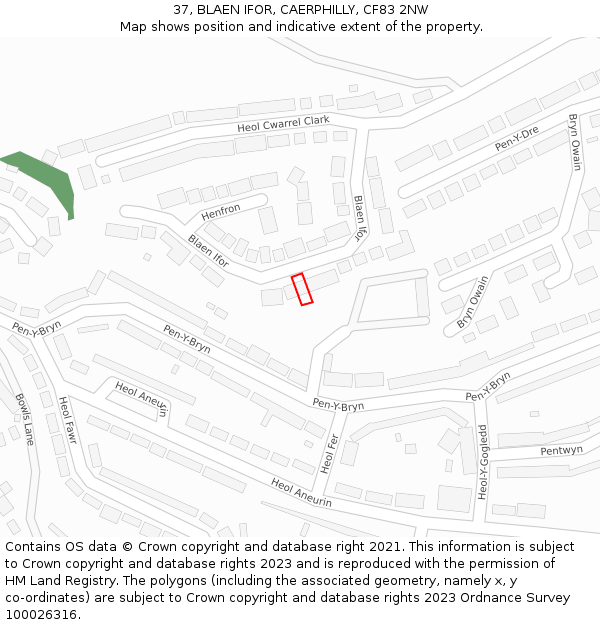 37, BLAEN IFOR, CAERPHILLY, CF83 2NW: Location map and indicative extent of plot
