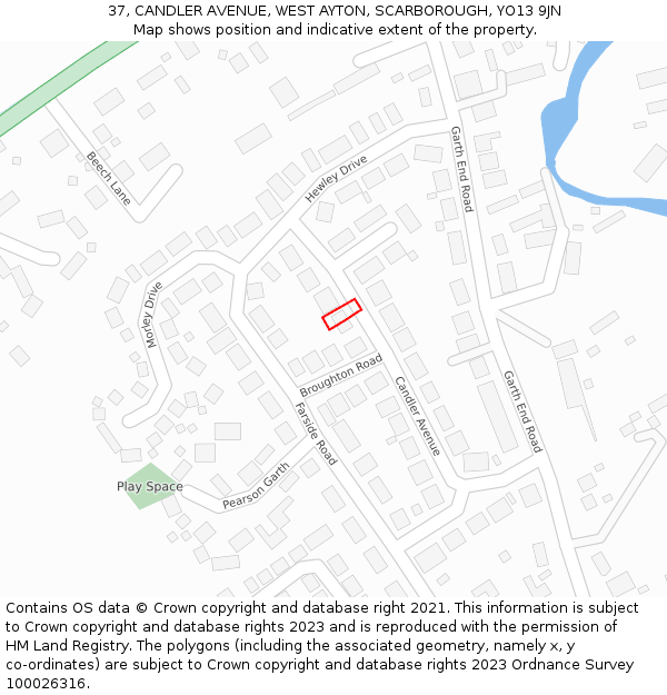 37, CANDLER AVENUE, WEST AYTON, SCARBOROUGH, YO13 9JN: Location map and indicative extent of plot