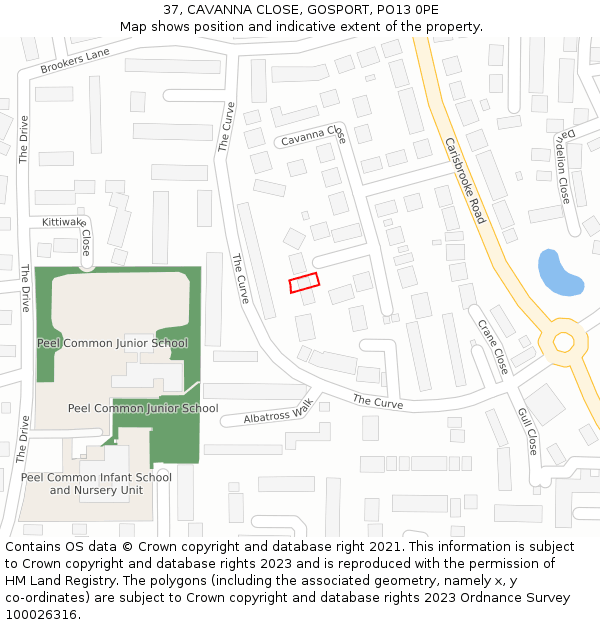 37, CAVANNA CLOSE, GOSPORT, PO13 0PE: Location map and indicative extent of plot