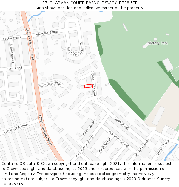 37, CHAPMAN COURT, BARNOLDSWICK, BB18 5EE: Location map and indicative extent of plot