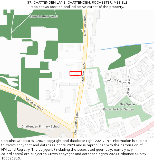 37, CHATTENDEN LANE, CHATTENDEN, ROCHESTER, ME3 8LE: Location map and indicative extent of plot