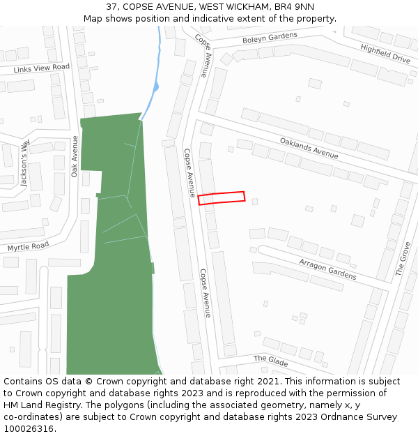 37, COPSE AVENUE, WEST WICKHAM, BR4 9NN: Location map and indicative extent of plot