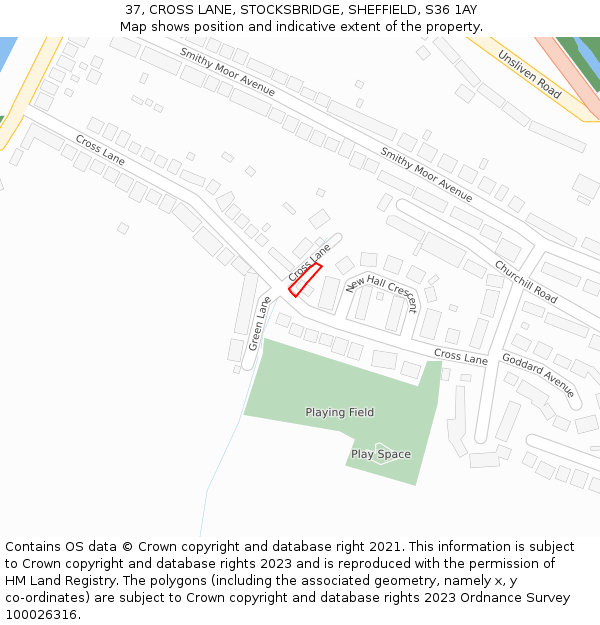 37, CROSS LANE, STOCKSBRIDGE, SHEFFIELD, S36 1AY: Location map and indicative extent of plot