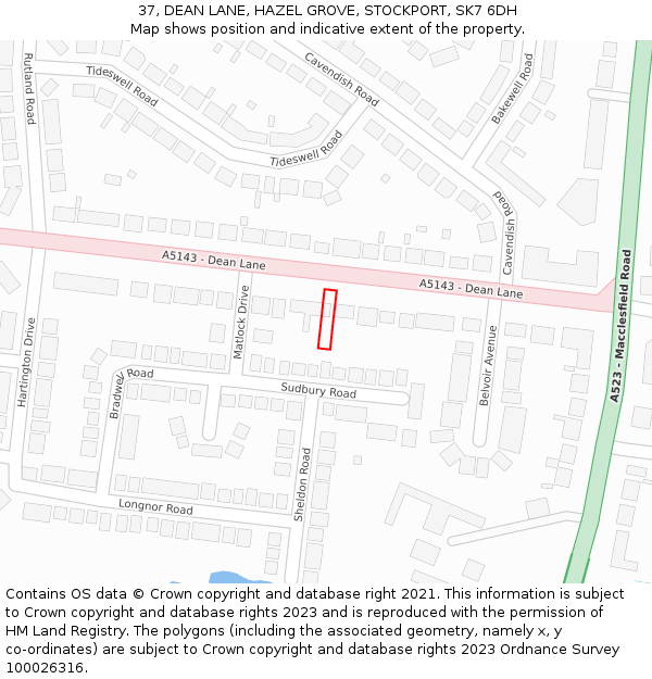 37, DEAN LANE, HAZEL GROVE, STOCKPORT, SK7 6DH: Location map and indicative extent of plot