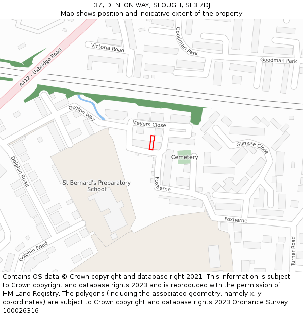 37, DENTON WAY, SLOUGH, SL3 7DJ: Location map and indicative extent of plot