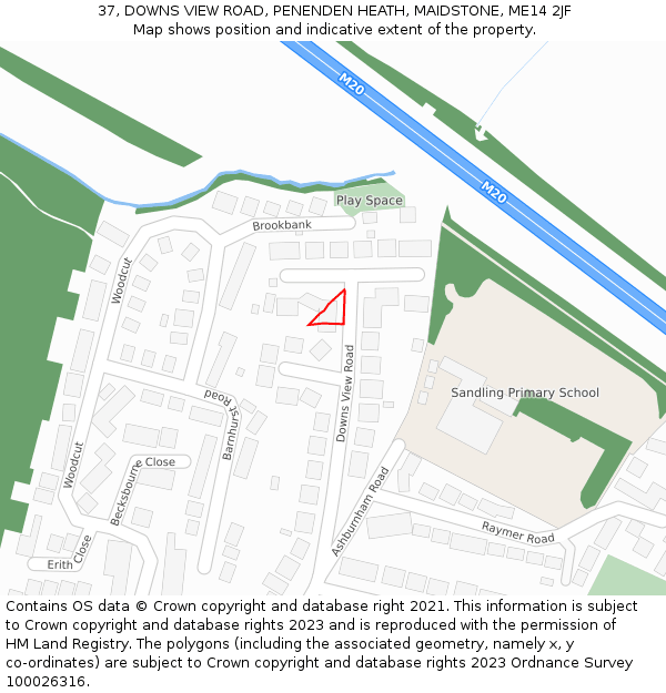 37, DOWNS VIEW ROAD, PENENDEN HEATH, MAIDSTONE, ME14 2JF: Location map and indicative extent of plot